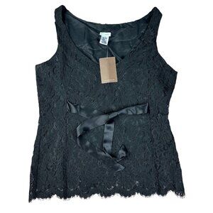 Odille for Anthropologie Black Lace V-Neck Blouse Sz 8 Women’s NWT